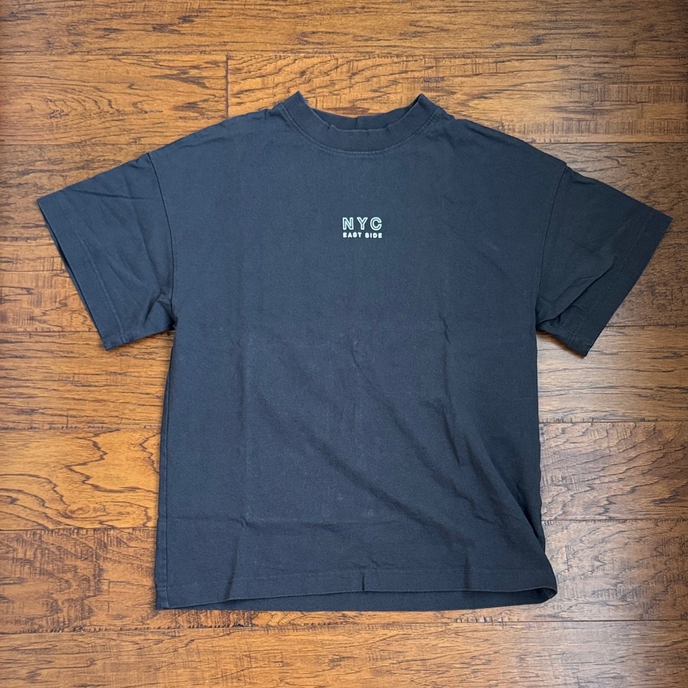 H&M Black Ribbed Crewneck Tee
